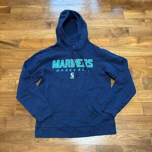Majestic Seattle Mariners MLB Hoodie Men's M Navy Blue Pullover Sweatshirt